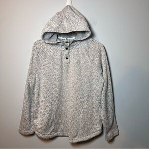 Kyodan Outdoor 1/4 Snap Hoodie Women’s L Pullover Herringbone Weave -Soft & Cozy